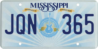 MS license plate JQN365