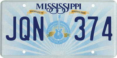 MS license plate JQN374