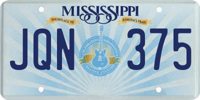 MS license plate JQN375