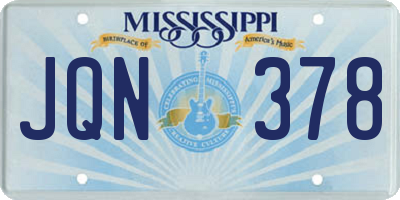 MS license plate JQN378