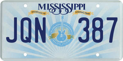 MS license plate JQN387