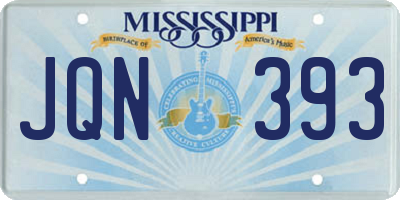 MS license plate JQN393