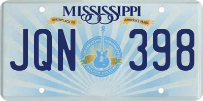 MS license plate JQN398