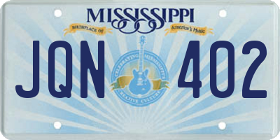 MS license plate JQN402