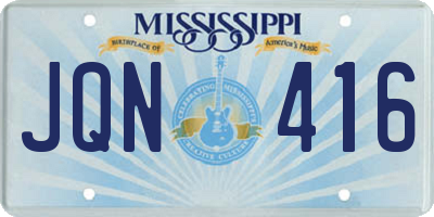 MS license plate JQN416