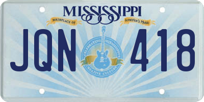 MS license plate JQN418