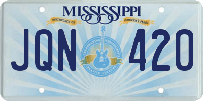 MS license plate JQN420