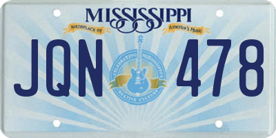 MS license plate JQN478