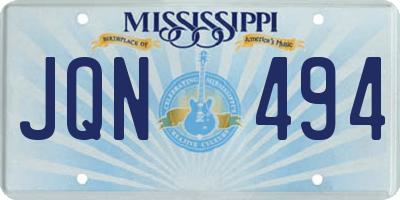 MS license plate JQN494