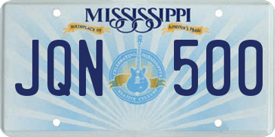 MS license plate JQN500