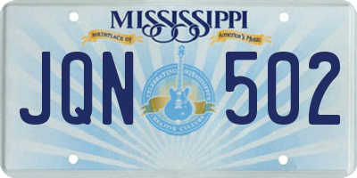 MS license plate JQN502