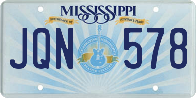 MS license plate JQN578