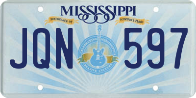 MS license plate JQN597