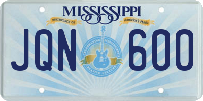 MS license plate JQN600