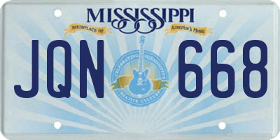 MS license plate JQN668