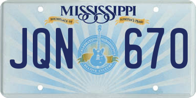 MS license plate JQN670