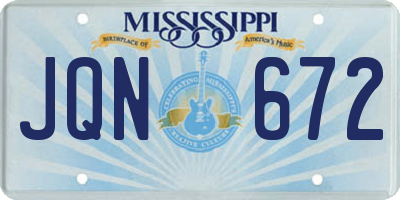 MS license plate JQN672