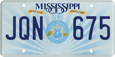 MS license plate JQN675