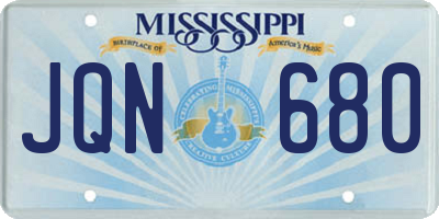 MS license plate JQN680