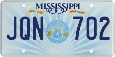 MS license plate JQN702