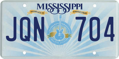 MS license plate JQN704