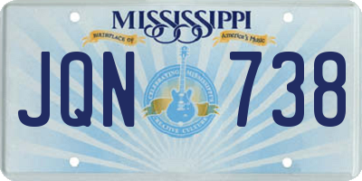 MS license plate JQN738