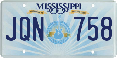 MS license plate JQN758