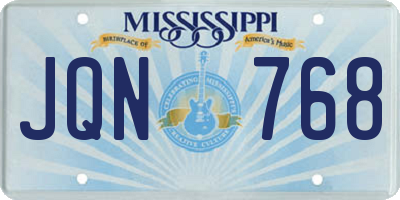 MS license plate JQN768