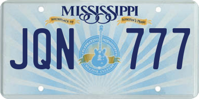 MS license plate JQN777