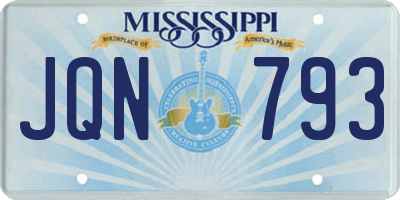 MS license plate JQN793