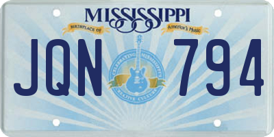 MS license plate JQN794