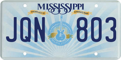 MS license plate JQN803