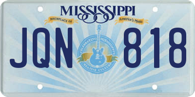 MS license plate JQN818