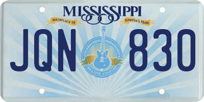 MS license plate JQN830