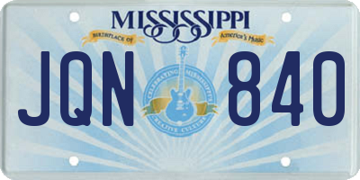 MS license plate JQN840