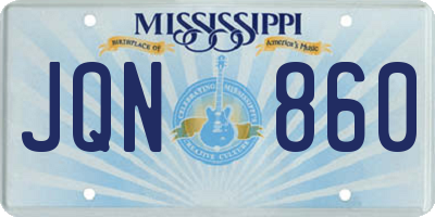 MS license plate JQN860