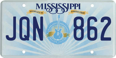 MS license plate JQN862