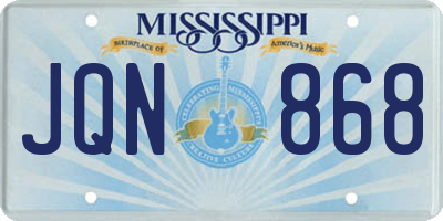 MS license plate JQN868
