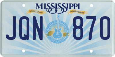 MS license plate JQN870