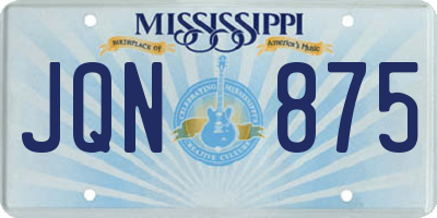 MS license plate JQN875