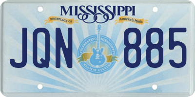 MS license plate JQN885