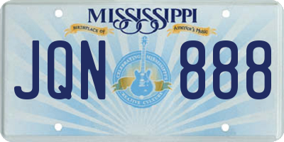 MS license plate JQN888