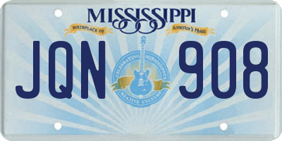 MS license plate JQN908