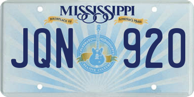 MS license plate JQN920
