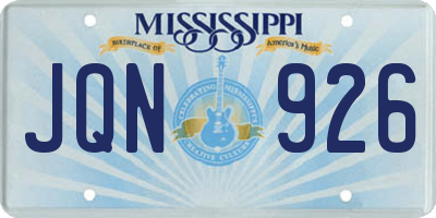 MS license plate JQN926