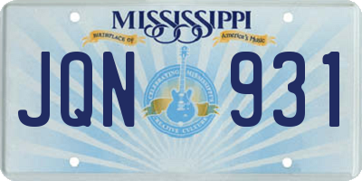 MS license plate JQN931