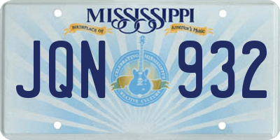 MS license plate JQN932