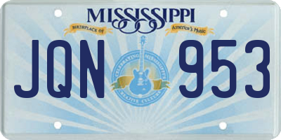 MS license plate JQN953