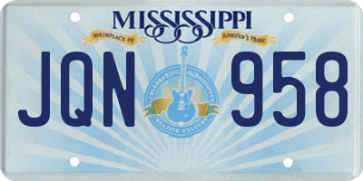 MS license plate JQN958
