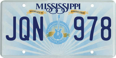 MS license plate JQN978